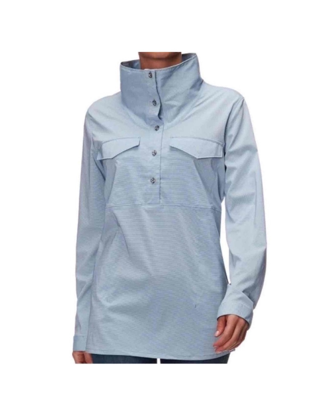 Mountain Hardwear Women's Light Blue High-Collar Pullover Top